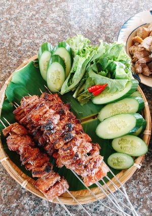 Hình của món Ba rọi nướng xiên.