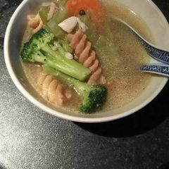 A picture of Chicken pasta soup.