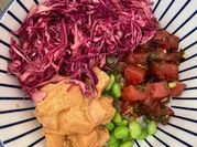 A picture of purple cabbage coleslaw