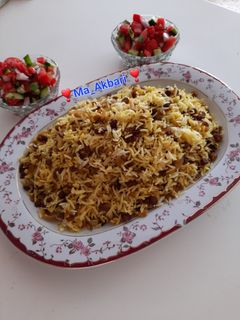 عکسی از دستور عدس پلو با کشمش
