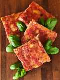 Pizza margherita con farina di semola saraceno e curry