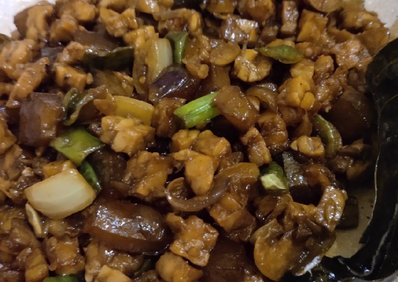 Oseng tempe kacang panjang cecek