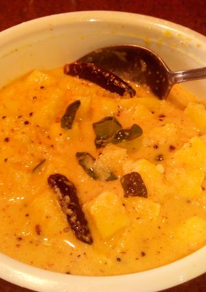 A picture of Just ripe Mango/manga pachadi.