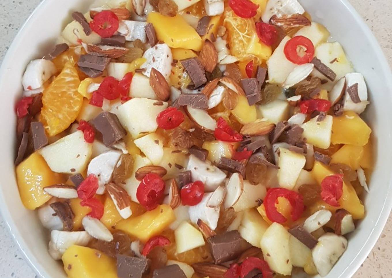 Almond fruit custard