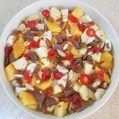 A picture of Almond fruit custard.