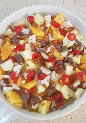 A picture of Almond fruit custard.