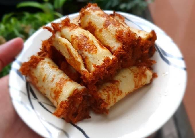 Beef Floss Roll dengan Roti Tawar