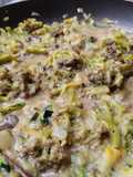 Brócoli, calabacin🍄 y champiñones🥦🥒🥘 en salsa cremosa🍛