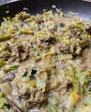 Brócoli, calabacin🍄 y champiñones🥦🥒🥘 en salsa cremosa🍛
