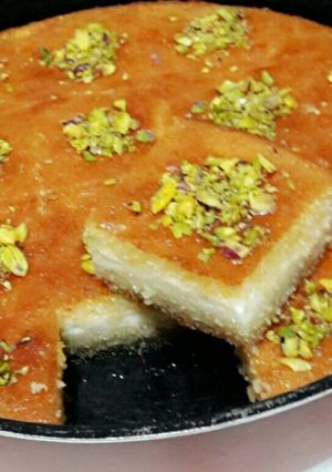 صورة لوصفة بسبوسة محشية قشطة 😋😋