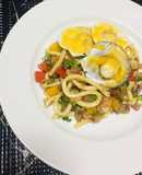 Udon noodles con vegetales y atún!