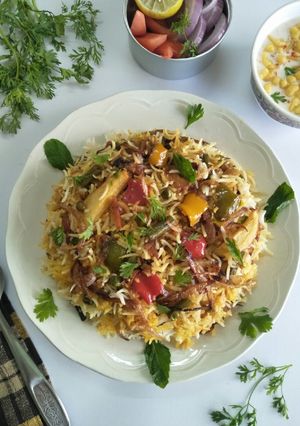 A picture of Hyderabadi Vegetable Dum Biryani.