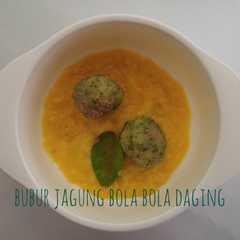 รูปของ Mpasi 8bulan bubur jagung bola bola daging