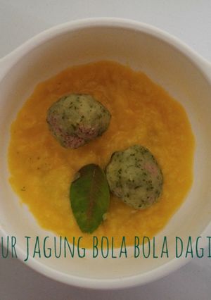 Foto resep Mpasi 8bulan bubur jagung bola bola daging