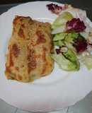 Pencas con pisto y bacalao