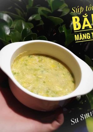 Hình của món Súp tôm bắp măng tây - ăn dặm cho bé.