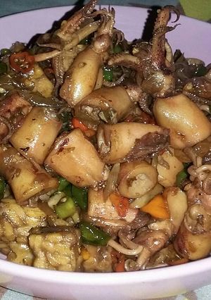 Foto resep Tumis cumi asin&tempe kecap pedas