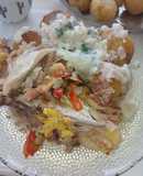 Pollo Relleno más Papas Noisette con Salsa Blanca