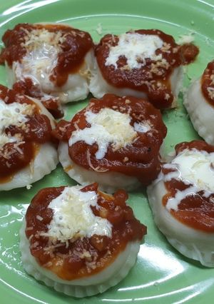 Una foto de Sorrentinos de calabaza, panceta y ricota