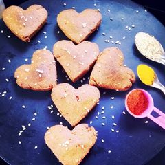 A picture of Bajre ka vada in heart shape(pearl millet flour).