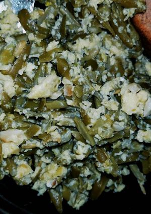 Una foto de Habichuelas verdes con huevo