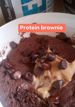 A picture of Double chocolate protein brownie.