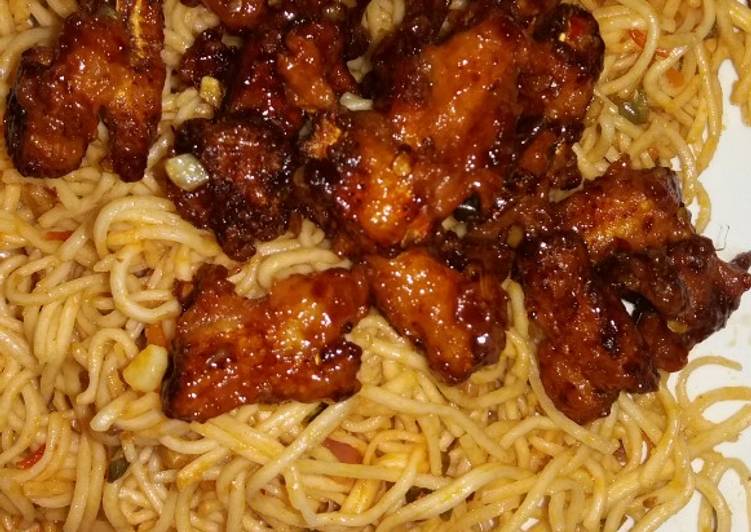 Recipe of Perfect Crispy chilli babycorn with spicy schezwan noodles