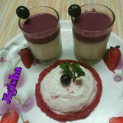 A picture of Strawberry and pomegranate panna cotta.
