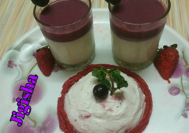 Recipe of Award-winning Strawberry and pomegranate panna cotta