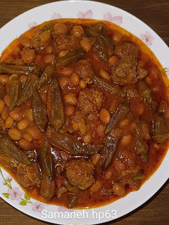عکسی از دستور خورشت لوبیاچیتی با بامیه و گوشت قلقلی 🌺