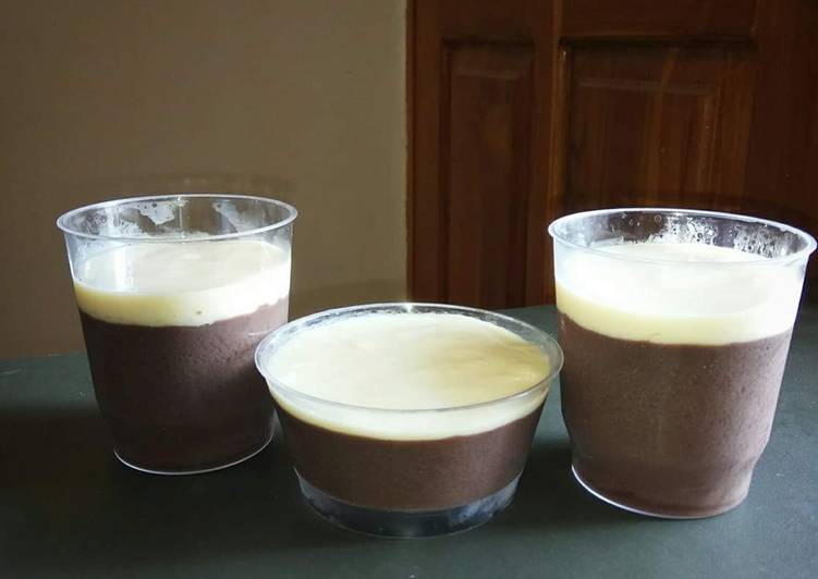 Langkah Mudah untuk Membuat Puding Coklat Vla Vanilla, Enak Banget