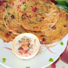 Healthy Tasty Masaledar Vegetable High Protein Oats Chilla A picture of Healthy Tasty Masaledar Vegetable High Protein Oats Chilla.
