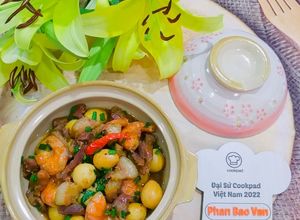 Hình của món Thịt kho tiêu,trứng cút và tôm.