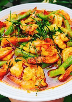 รูปของ กุ้งผัดพริกแกง หรือจะแกงผัดพริกกุ้ง