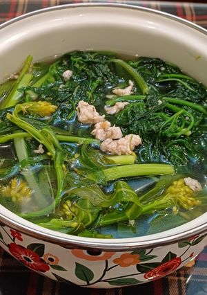 Hình của món Ngồng cải nấu thịt nạc.