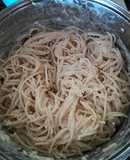 Spaghetti blanco con mega queso
