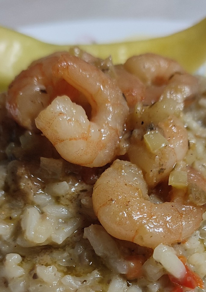Una foto de Camarones al pil pil (con ají verde)