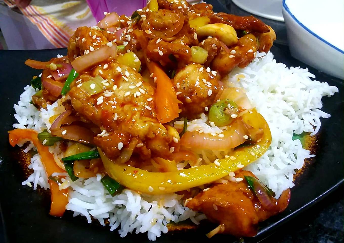 Dragon chicken and veggies