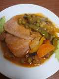 Filetes de lomo de cerdo con verduras