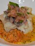 Cazuela de Cherne con su escaldon y queso palmero