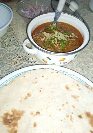 A picture of Mother's special Qeema.