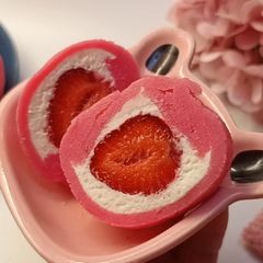 Strawberry Mochi with Creamy Filling 🍓 A picture of Strawberry Mochi with Creamy Filling 🍓.