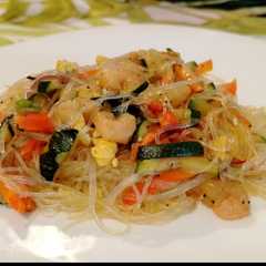 Spaghetti di Riso con Verdure e Gamberetti-レシピのメイン写真