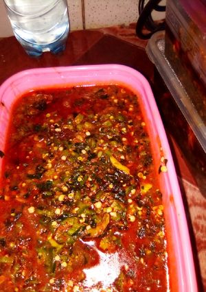 A picture of Okro soup.