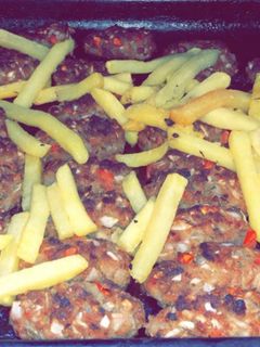 صورة لوصفة كفته بالفرن مع بطاطا مقليه 👌🌙