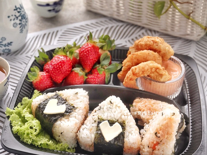 Langkah Gampang Menyiapkan Resep  Onigiri ft Udang Goreng Tepung, bisa untuk frozen food yang Bisa Manjain Lidah, Enak Banget