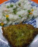 Filetes de pescada com arroz