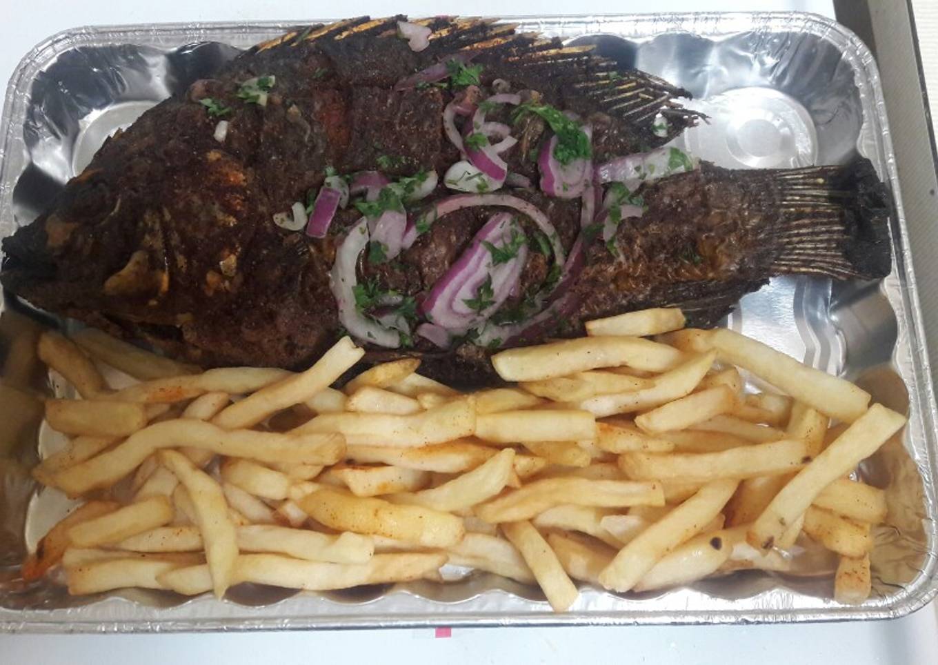 Whole fried fish & chips#Local Food Contest _Mombasa