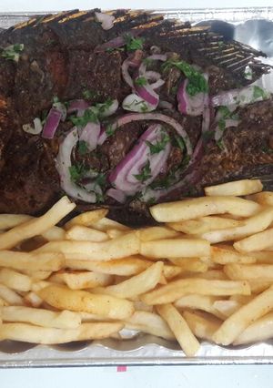 A picture of Whole fried fish & chips#Local Food Contest _Mombasa.