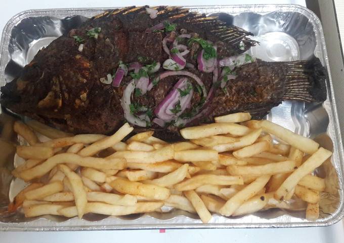 Simple Way to Prepare Ultimate Whole fried fish &amp; chips#Local Food Contest _Mombasa